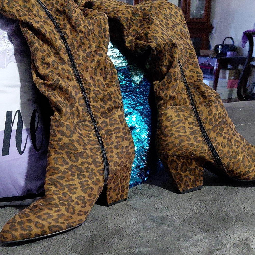 Comfortview Animal Print Boots Size 11ww No Box 2.5 Inches Heel And Neck Length